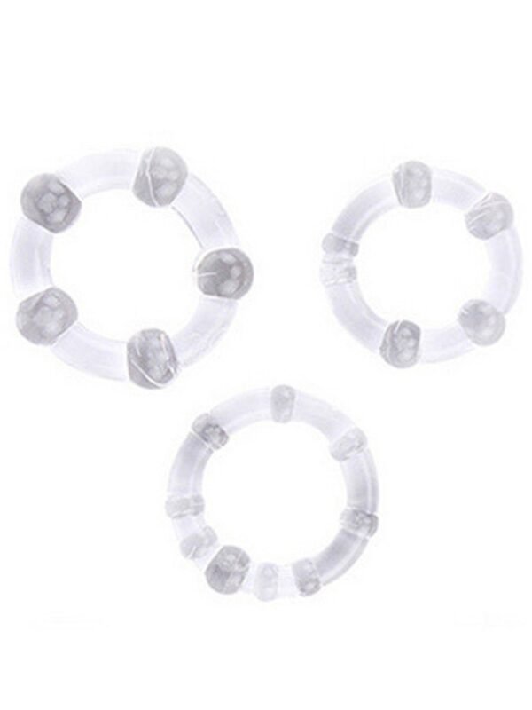 3 cockrings transparents à billes