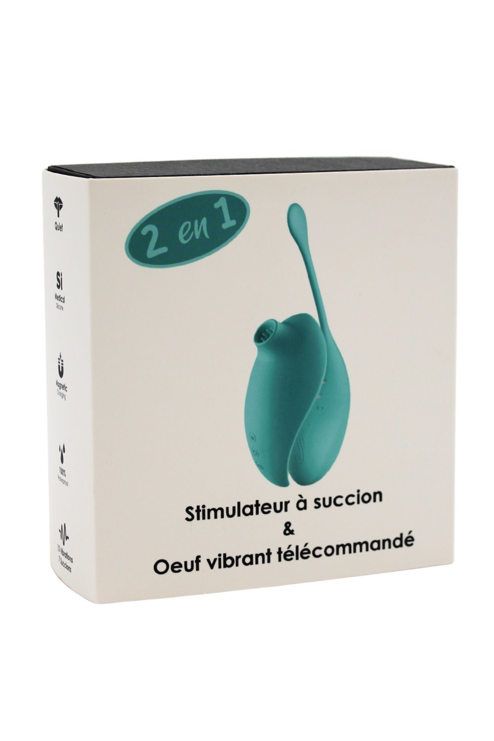 Aspirateur à clitoris avec œuf vibrant turquoise