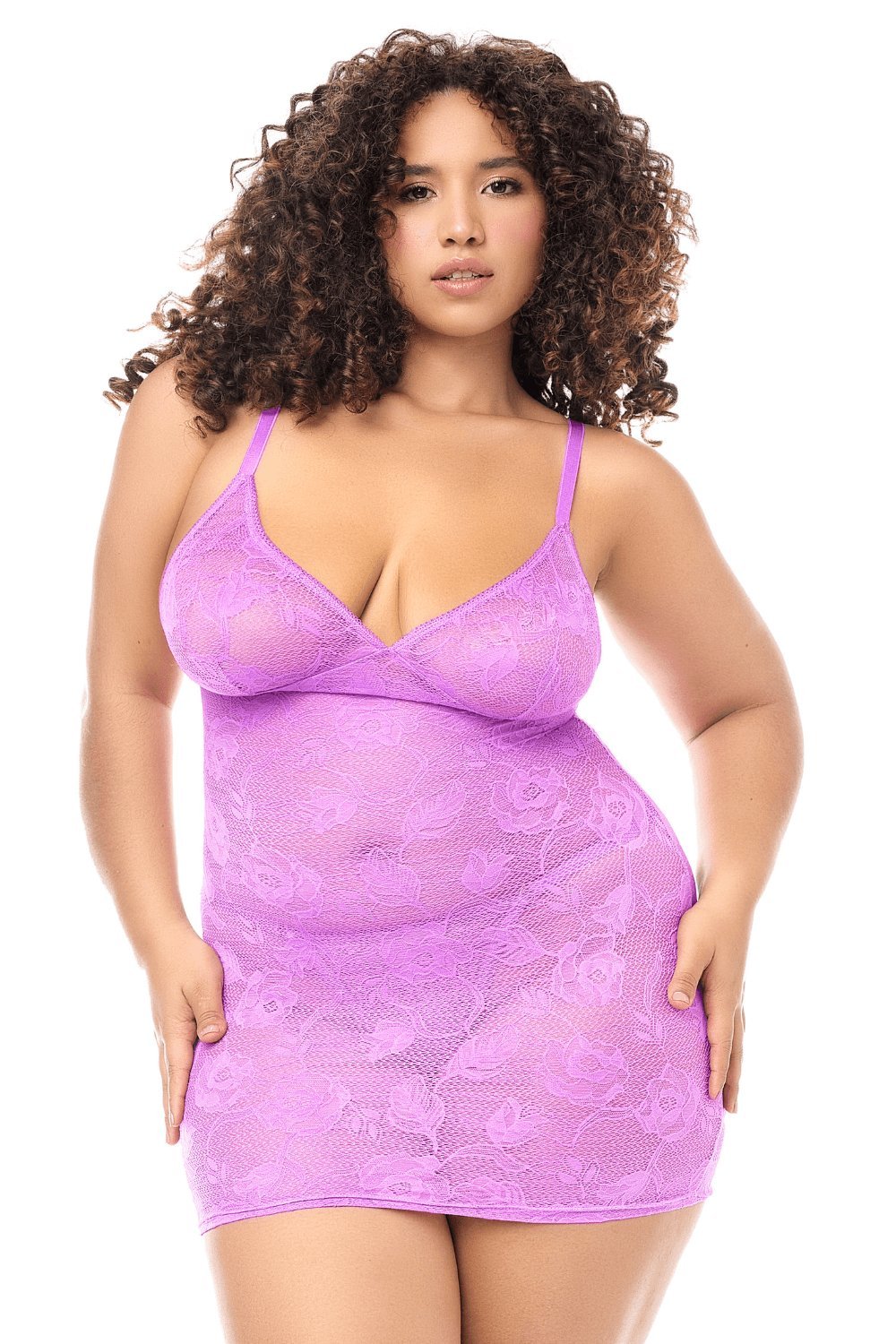 Babydoll grande taille en dentelle et string – Mapalé