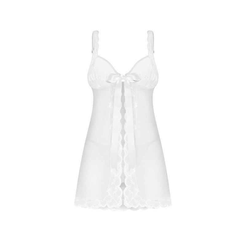 Babydoll Weddya blanc évasé et string – Obsessive