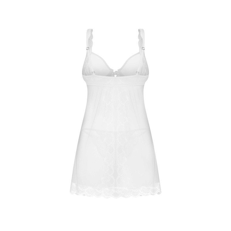 Babydoll Weddya blanc évasé et string – Obsessive