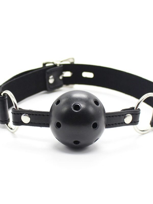 Bâillon boule percée noir réglable
