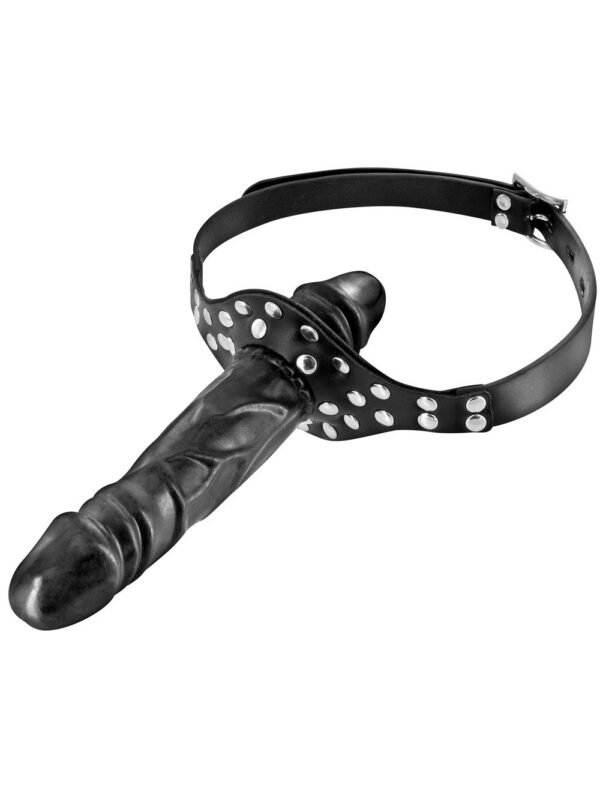 Bâillon double gode noir clouté