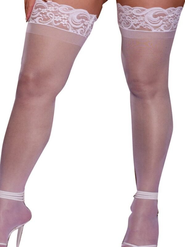 Bas autofixants sexy blancs opaques grande taille
