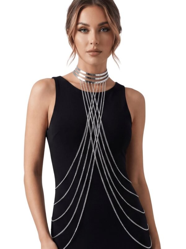 Bijou de corps sexy argenté collier à trois anneaux