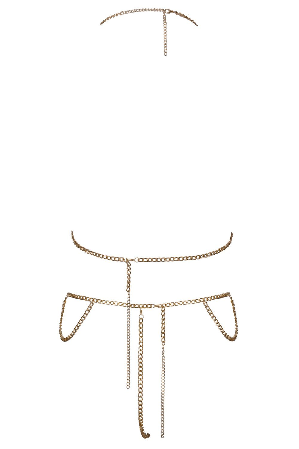 Bijou de corps sexy haut et string en chaînes dorées