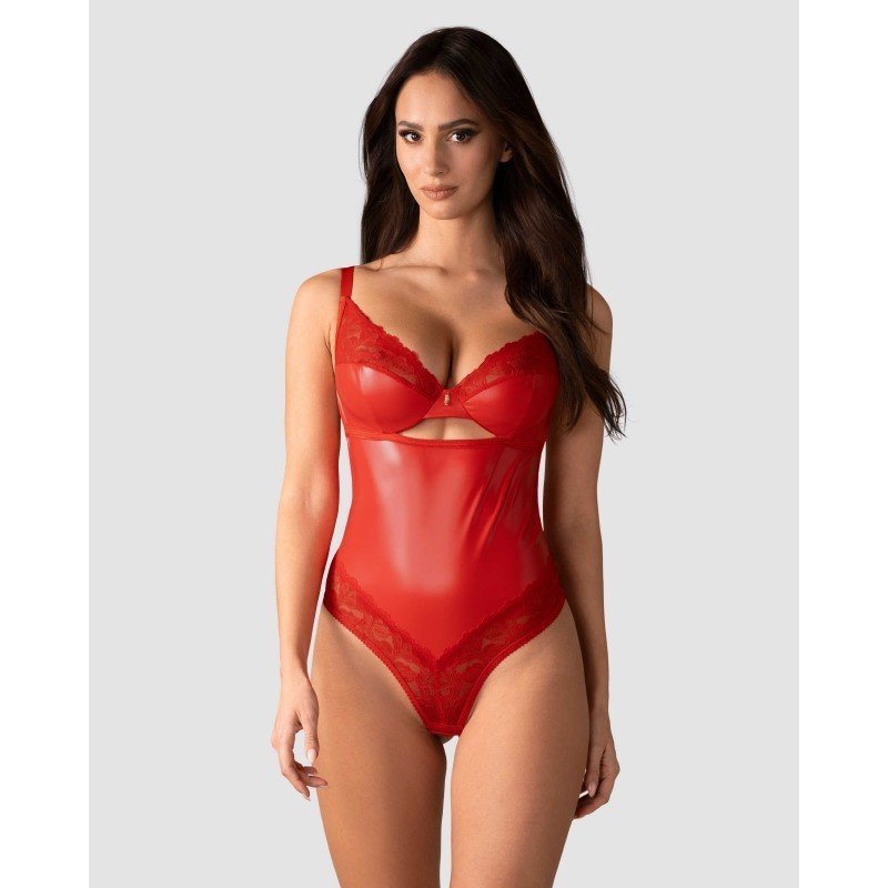 Body Aliosa rouge dentelle et jarretelles – Obsessive