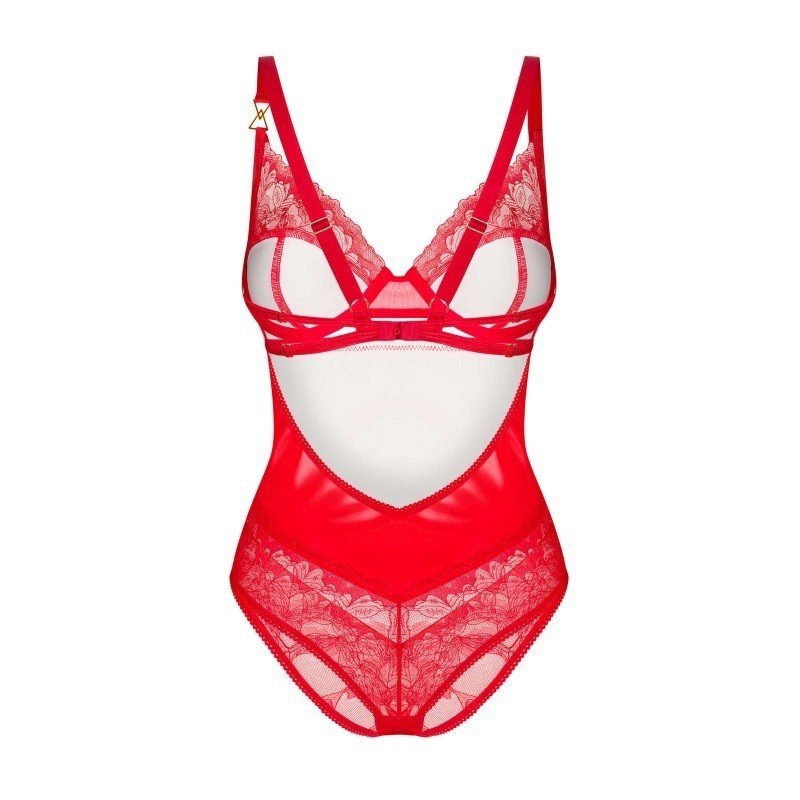 Body Aliosa rouge dentelle et jarretelles – Obsessive