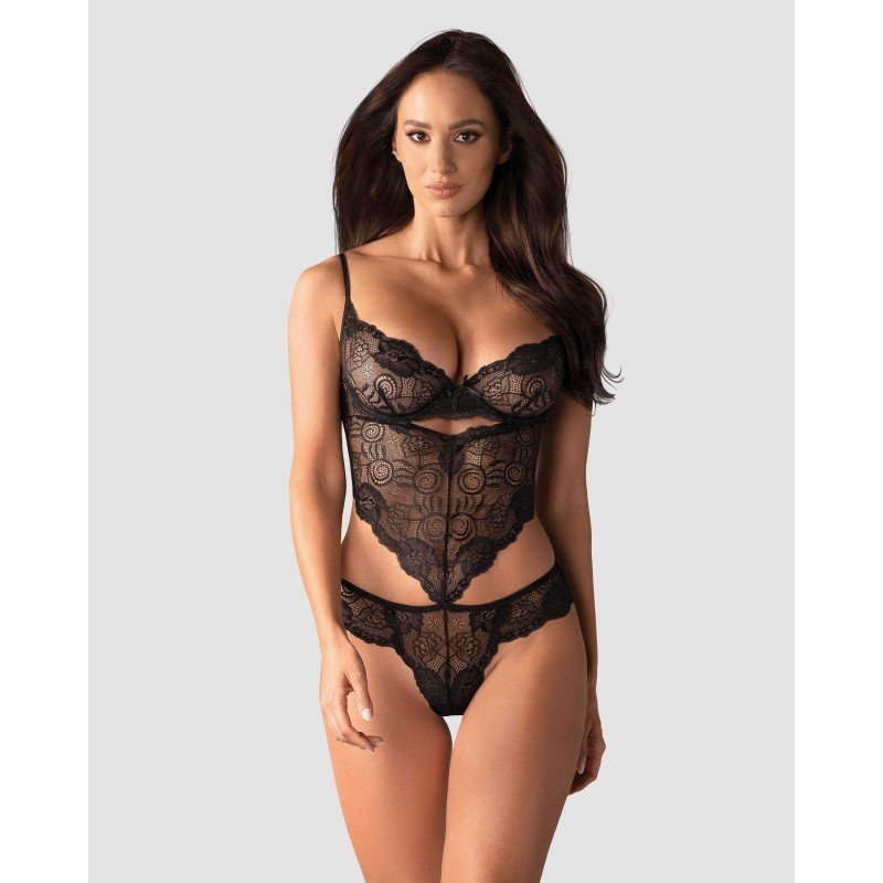 Body Alluria dentelle noire laçage dos – Obsessive
