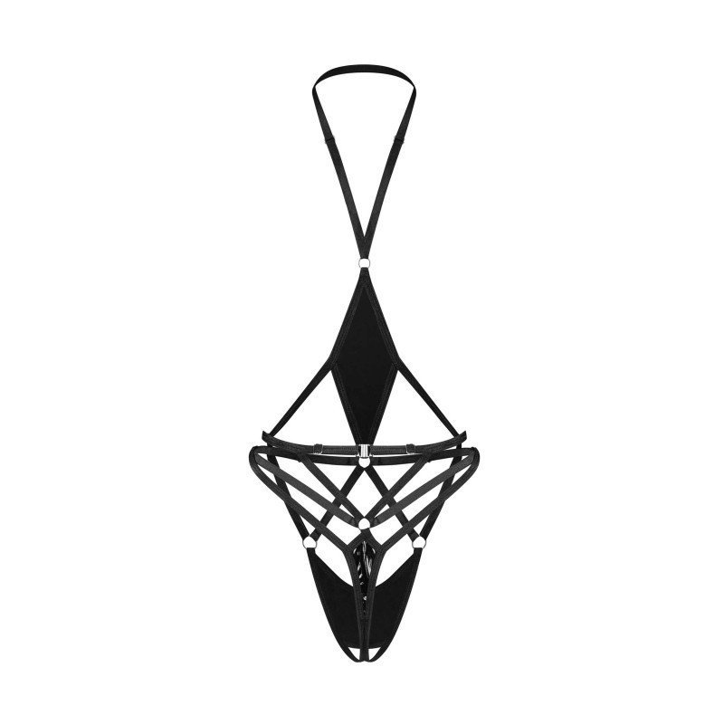Body ouvert effet latex noir Keira Lise – Obsessive
