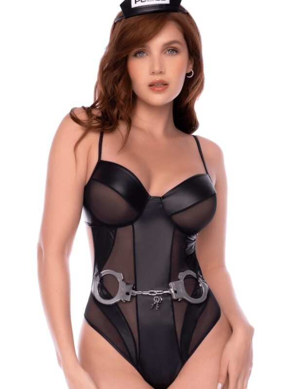 Body policier résille et wetlook, menottes – Mapalé