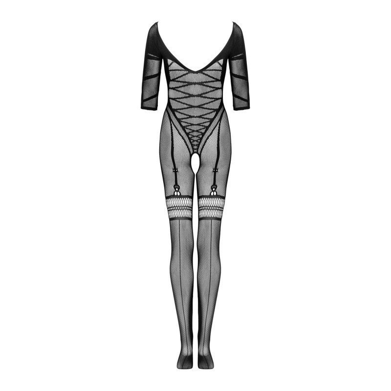 Bodystocking sexy G329 noir effet corset – Obsessive