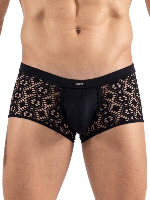 Boxer homme sexy en résille brodée noire