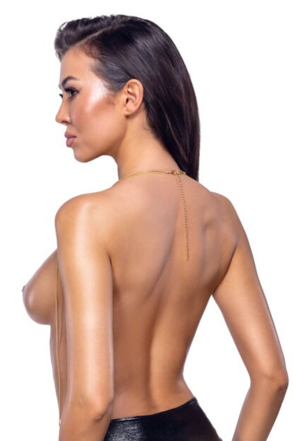 Chaîne de corps sexy dorée à ligne de strass