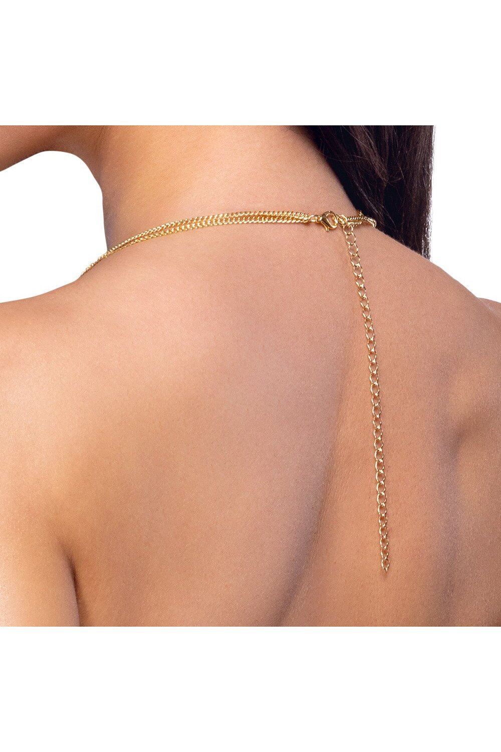 Chaîne de corps sexy dorée à ligne de strass
