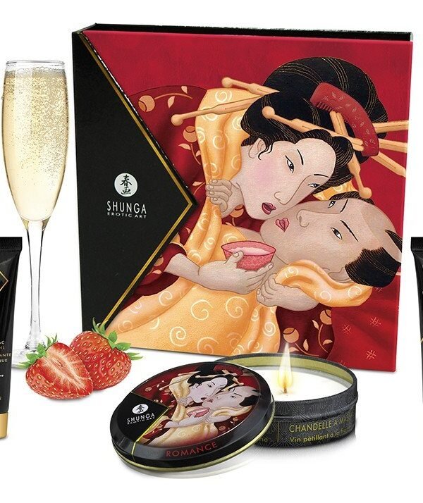 Coffret de massage fraise vin pétillant