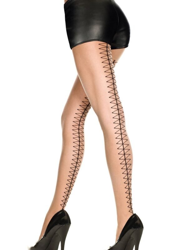 Collant chair et noir effet laçage arrière – Music Legs