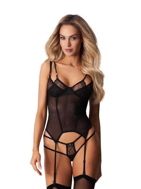 Corset Arrowel noir transparent à armatures – Obsessive