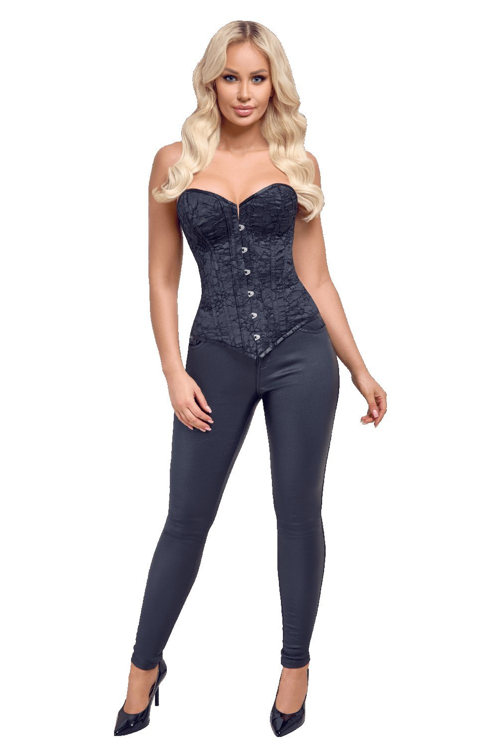 Corset bustier noir velouté à baleines, dos lacé – Cottelli