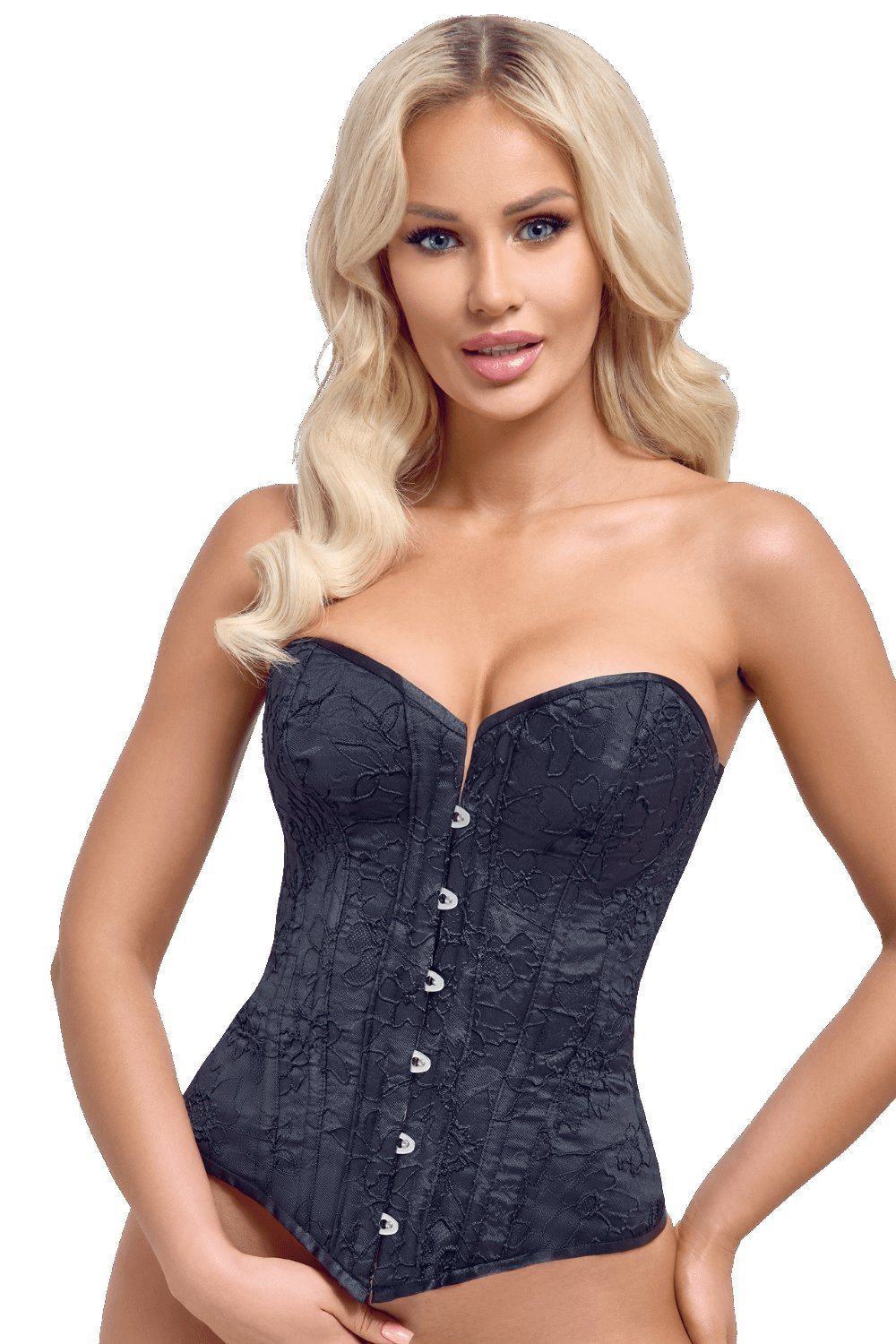 Corset bustier noir velouté à baleines, dos lacé – Cottelli