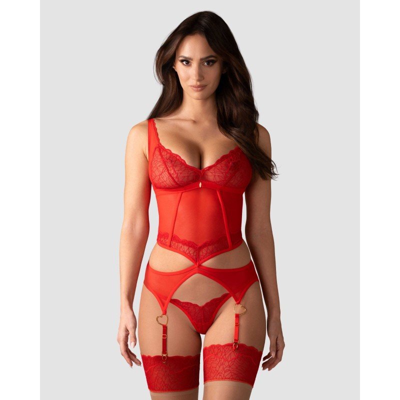 Corset rouge Cupide Desir cœurs et string – Obsessive
