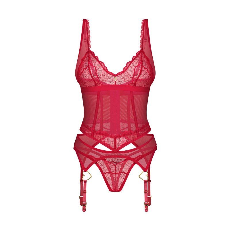 Corset rouge Cupide Desir cœurs et string – Obsessive