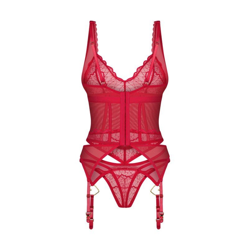 Corset rouge Cupide Desir cœurs et string – Obsessive