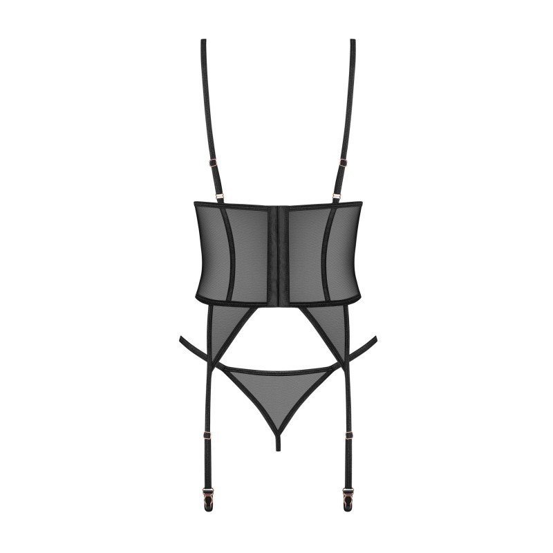 Corset seins nus sexy noir avec string grande taille