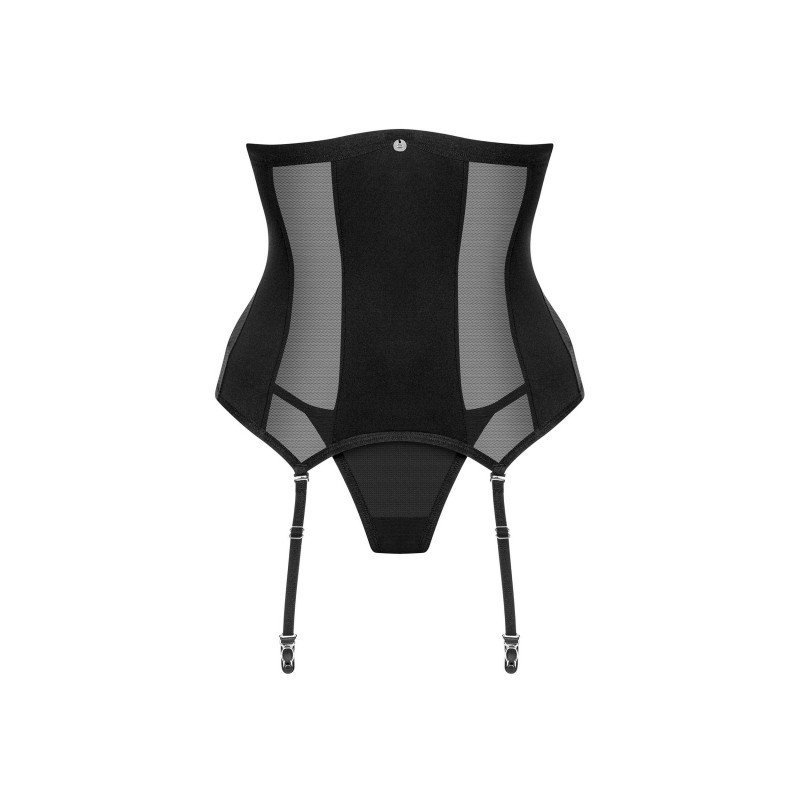 Corset sexy noir géométrique avec string grande taille