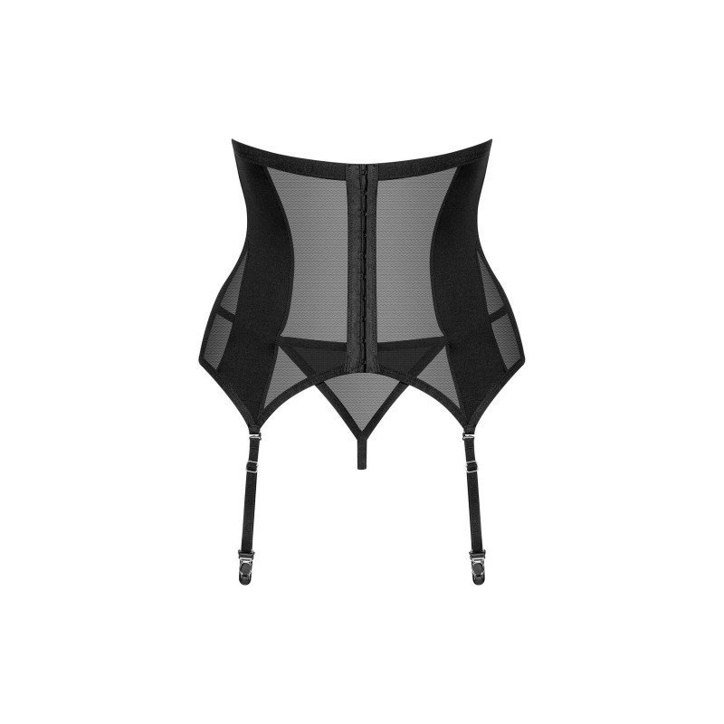 Corset sexy noir géométrique avec string grande taille