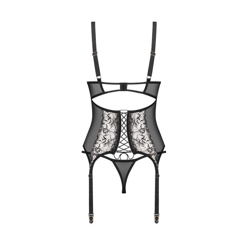 Corset Vila Blanes noir fleuri et string – Obsessive