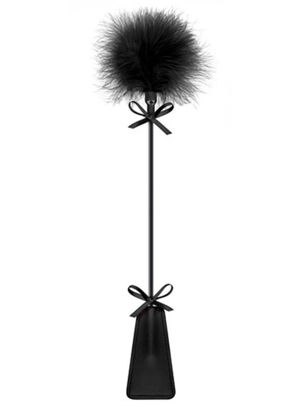 Cravache noire avec plumeau à petits nœuds