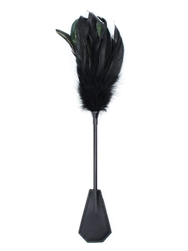 Cravache tapette courte à plumes noires