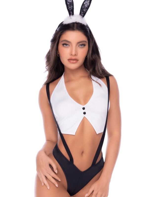 Déguisement lapine sexy 3 pièces noir et blanc – Mapalé