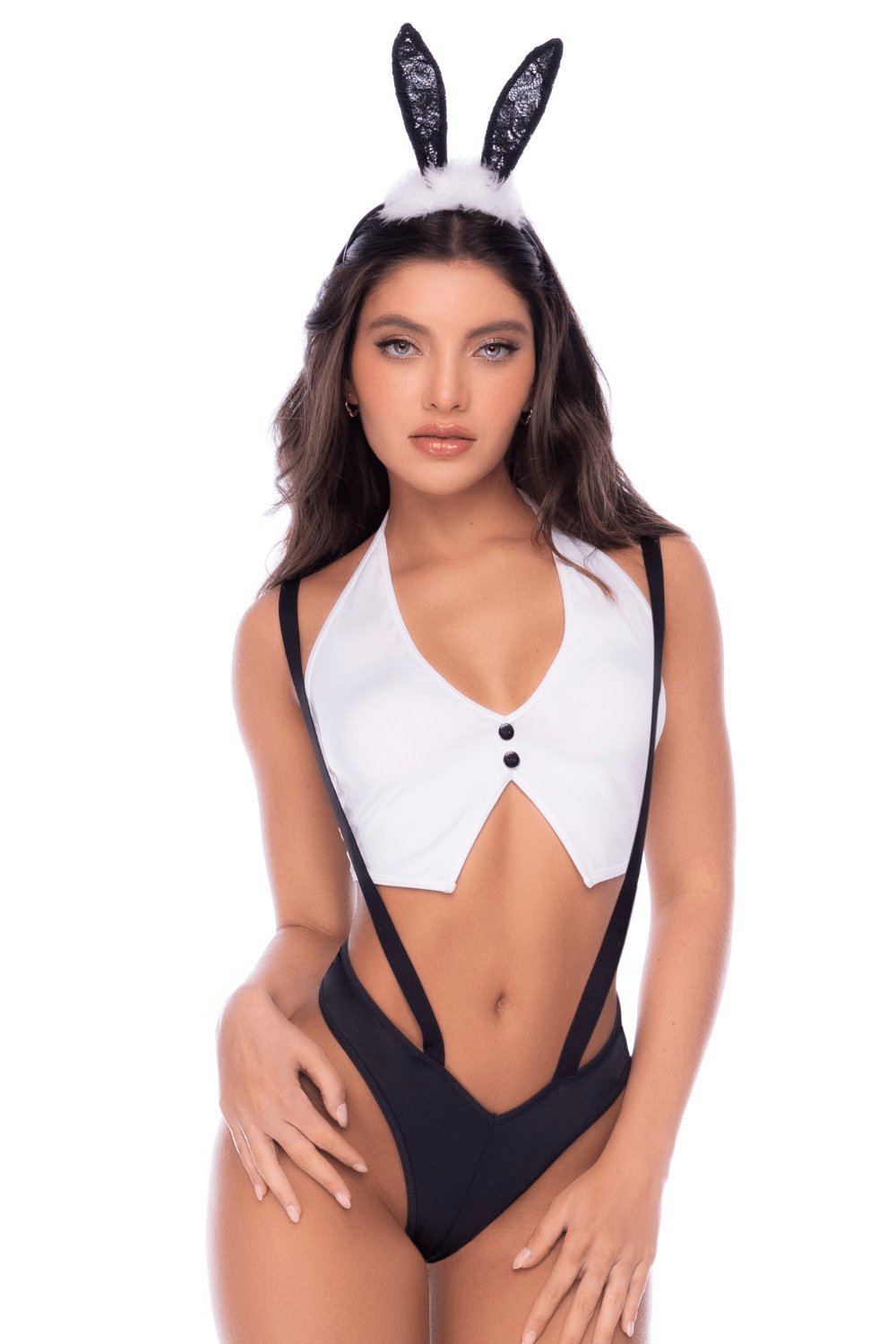 Déguisement lapine sexy 3 pièces noir et blanc – Mapalé