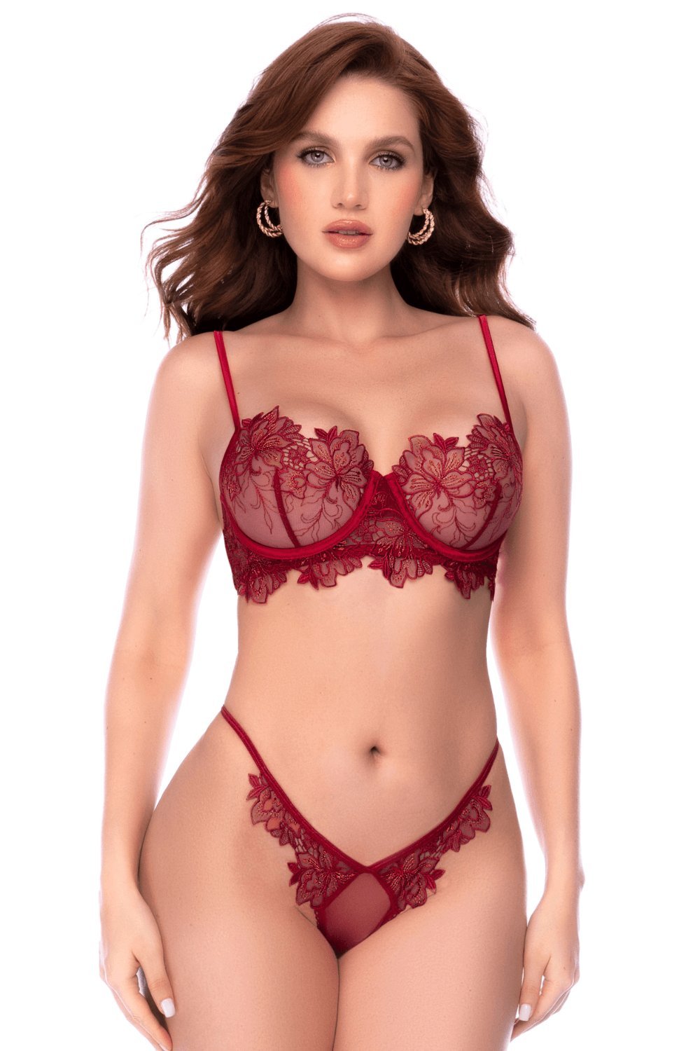 Ensemble 2 pièces dentelle brodée bois de rose – Mapalé