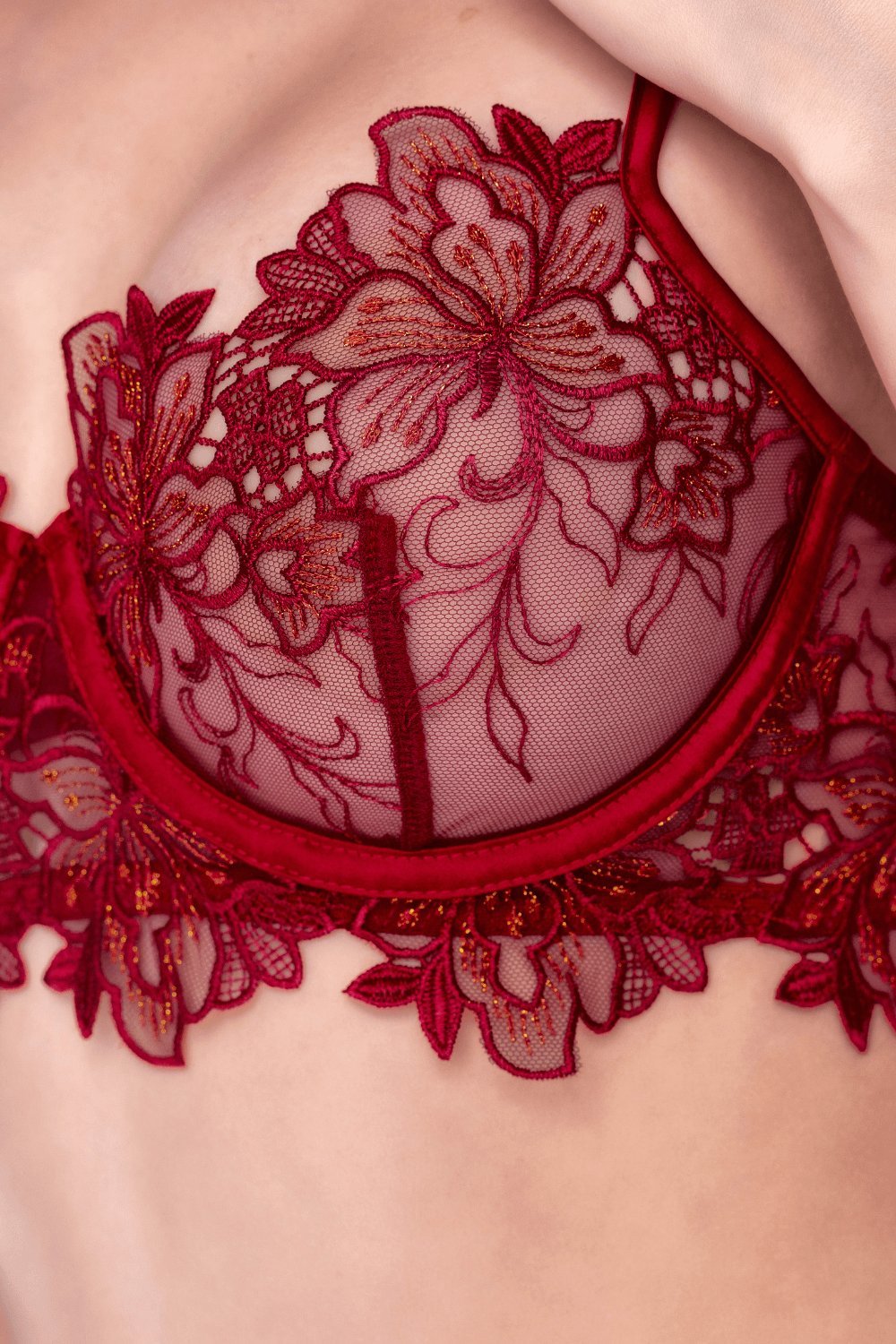 Ensemble 2 pièces dentelle brodée bois de rose – Mapalé