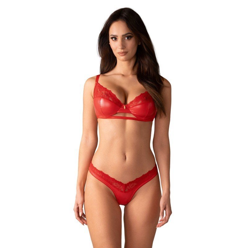 Ensemble Aliosa rouge brillant et dentelle – Obsessive