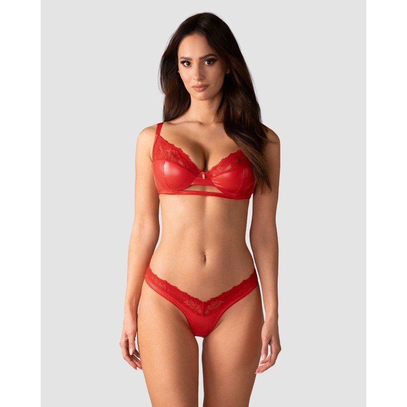 Ensemble Aliosa rouge brillant et dentelle – Obsessive