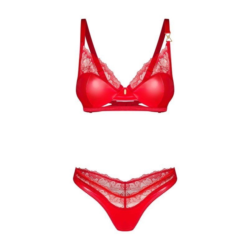 Ensemble Aliosa rouge brillant et dentelle – Obsessive