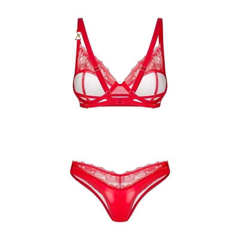 Ensemble Aliosa rouge brillant et dentelle – Obsessive