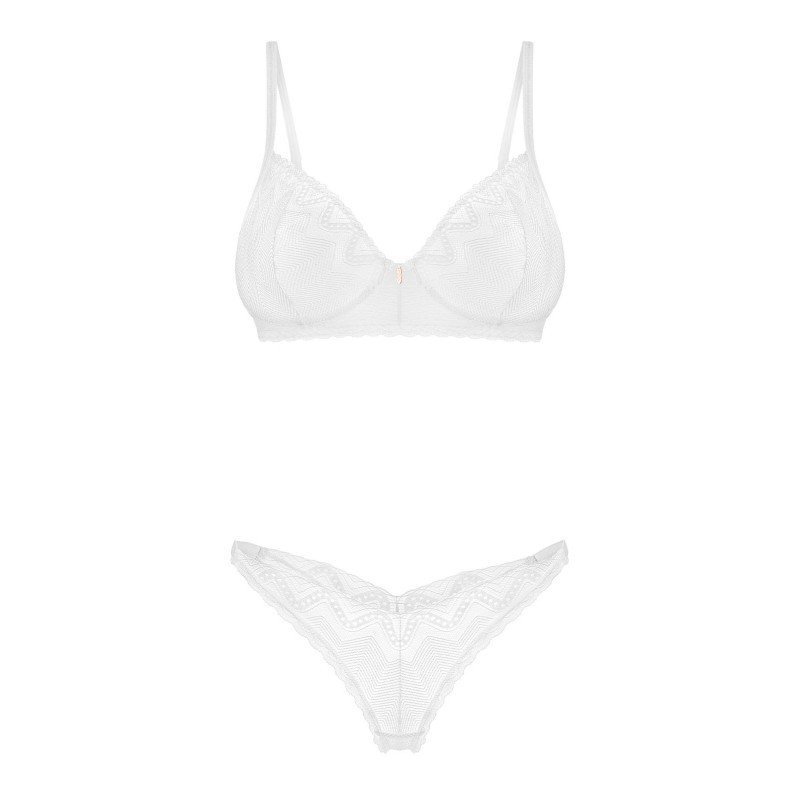 Ensemble Alissium blanc dentelle géométrique – Obsessive