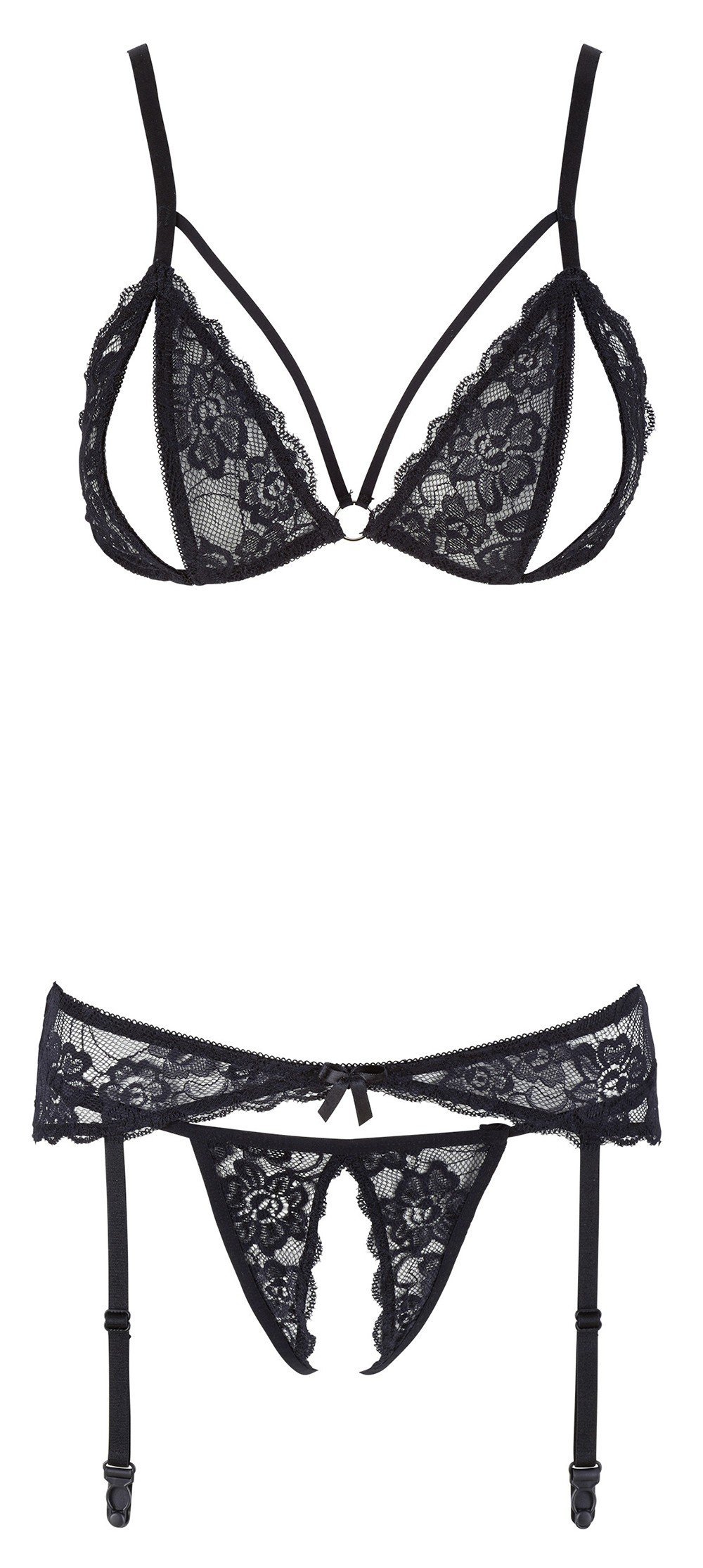 Ensemble dentelle noire bonnets fendus – Cottelli
