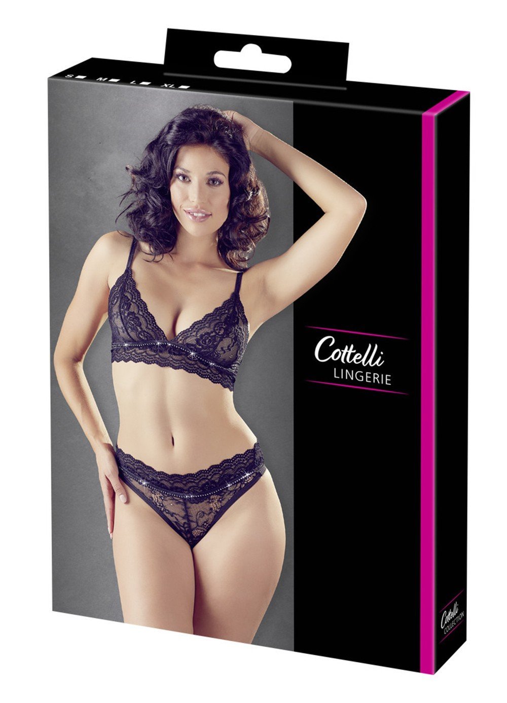 Ensemble dentelle noire et ceinture de strass – Cottelli