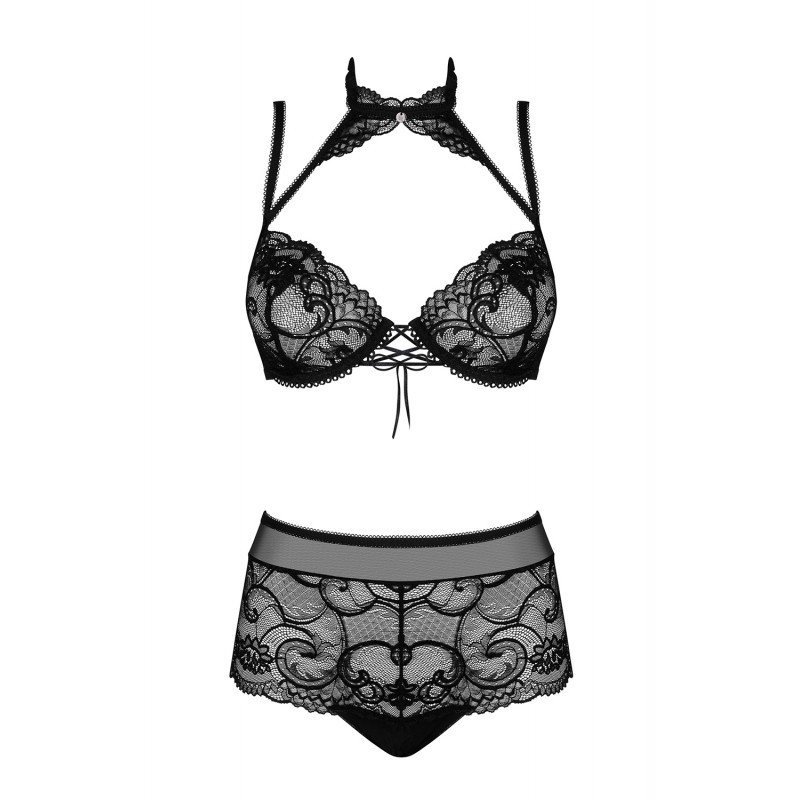 Ensemble Elizenes dentelle noire et shorty – Obsessive