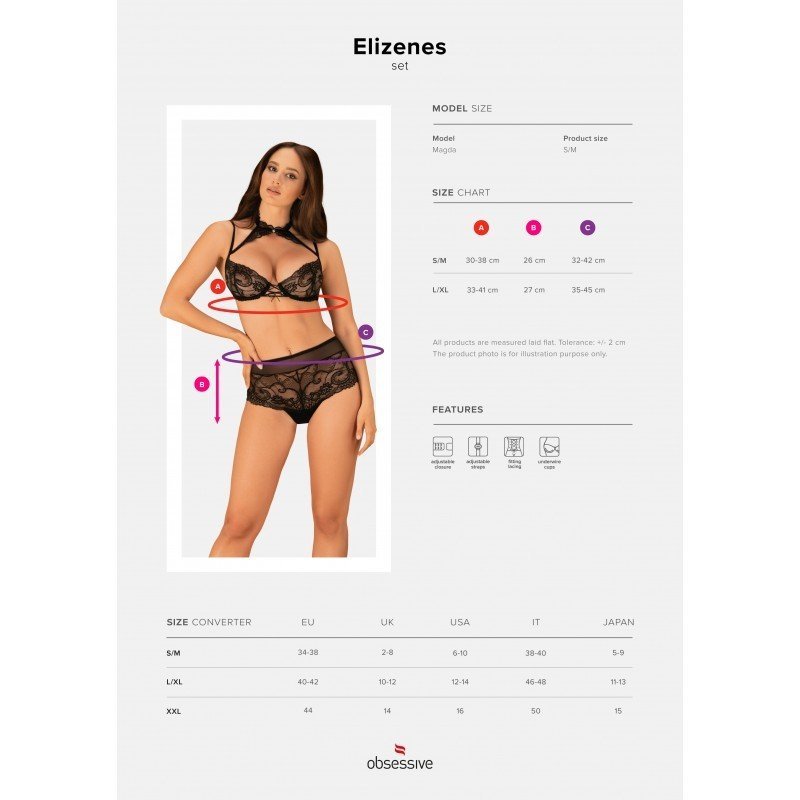 Ensemble Elizenes dentelle noire et shorty – Obsessive