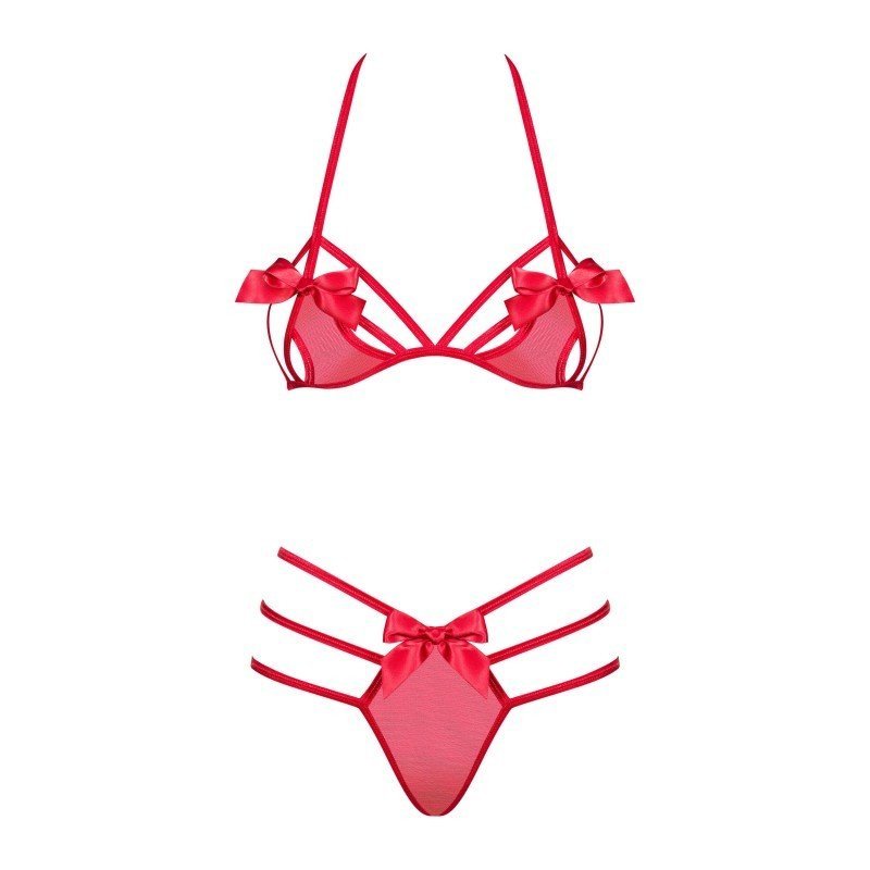 Ensemble Giftella rouge à nœuds, dos nu – Obsessive