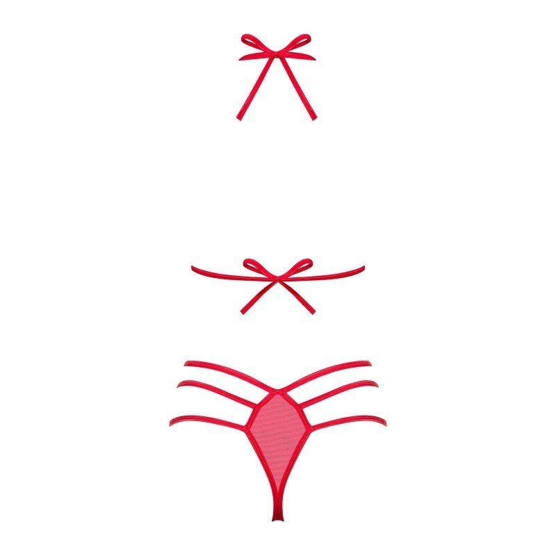 Ensemble Giftella rouge à nœuds, dos nu – Obsessive