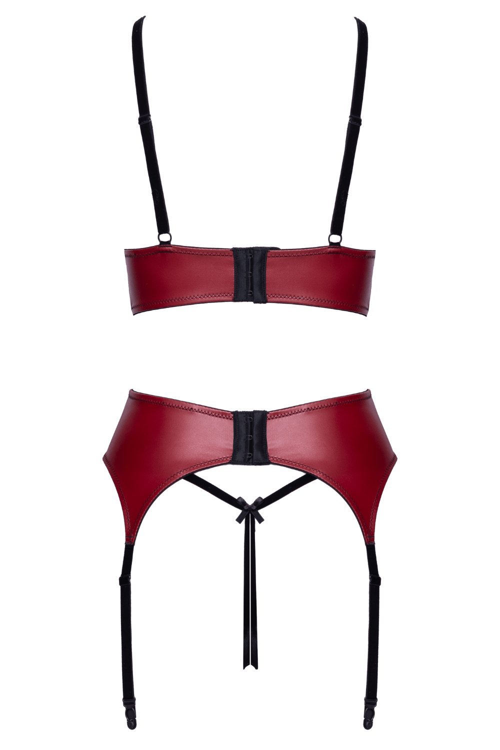 Ensemble jarretelles rouge foncé, velours – Cottelli
