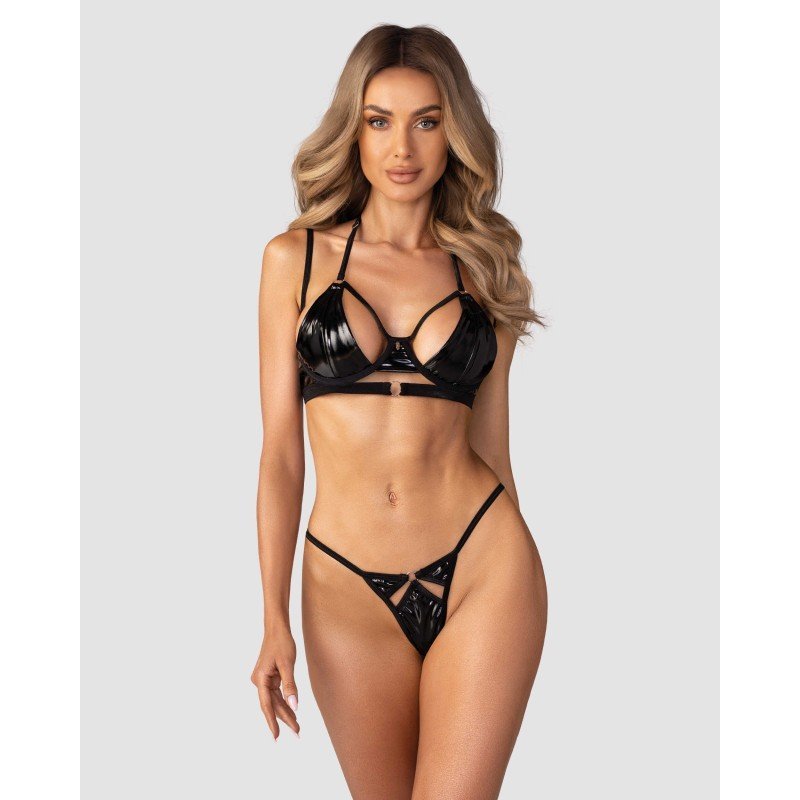 Ensemble Keira Lise noir effet latex – Obsessive